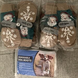 Odriew Christmas Dog Socks and Disposable Dogs Boots Set Size L - 22 PCS
